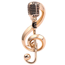 Load image into Gallery viewer, European and American Fashion Retro Microphone Music Brooch Classic Musical Note Microphone Brooch Ornament
