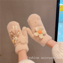Load image into Gallery viewer, Autumn and Winter Women's Outdoor Riding Gloves Cartoon Cute Rabbit Thickened Fleece Warm Gloves
