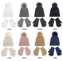 Load image into Gallery viewer, Knitted Hat Women's 2023 New Chenille Wool Hat Gloves Set Thickened Warm Fluffy Ball Cap Autumn and Winter
