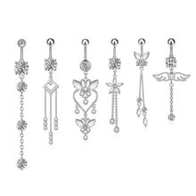 Load image into Gallery viewer, Zircon Tassel Belly Ring Navel Stud Piercing Jewelry
