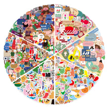 Load image into Gallery viewer, 50PCs Cute Korean Bear Graffiti Stickers Luggage Water Cup Skateboard Storage Box Waterproof Stickers
