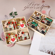 Load image into Gallery viewer, Christmas Wooden Decorative Cartoon Elk Doll Crafts Wooden Christmas Pendant
