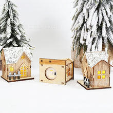 Load image into Gallery viewer, Christmas Wooden Craftwork Wooden Snow Light-Emitting Cabin Lighting Home Desktop Led Decorations Ornaments
