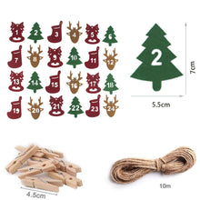 Load image into Gallery viewer, Christmas Sack Set 24 Digital Felt Stickers Christmas Countdown Advent Calendar Bag
