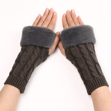 Load image into Gallery viewer, Knitted Flip-up Short Female Couple Arm Sleeve Half Finger Open Finger Wool Keep Warm Gloves
