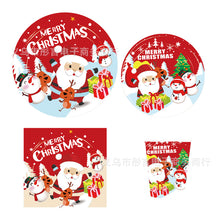 Load image into Gallery viewer, Spot Christmas Decoration Supplies Tableware Paper Pallet Paper Cup Tissue New Year Party Layout Disposable Plastic Tablecloth

