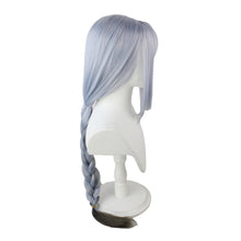 Load image into Gallery viewer, Game Genshin Impact Shenhe Cosplay Wig Blue White Color Long Braids Headwear Heat Resistant Synthetic Hair 80cm
