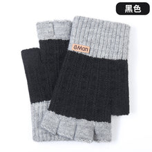 Load image into Gallery viewer, Warm-Keeping and Cold-Proof Winter Men's Half-Finger Gloves Autumn and Winter Fleece-Lined Thickened Fingerless Knitted Gloves
