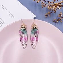 Load image into Gallery viewer, S925 Ear Hook Butterfly Earrings Temperamental Earrings Cicada Wings Gradient Color Girls Stud Earrings
