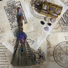 Load image into Gallery viewer, Broom Colorful Crystal Witch Broom Nordic Broom Ceremony Sacrifice Ceremony Eviction Props

