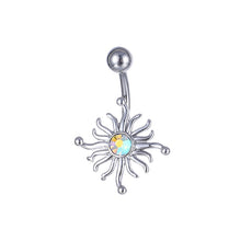 Load image into Gallery viewer, Flower Shape Belly Ring Navel Stud Full Inlaid Stone
