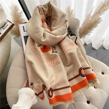 Load image into Gallery viewer, H Cashmere Big   Scarf Women's Winter Thermal Long Thickened Carriage Foreign Trade Scarf Shawl Dual-Use
