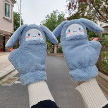 Load image into Gallery viewer, Student Writing Double-Layer Thick Warm Half Open Finger Flip Gloves for Women Autumn and Winter
