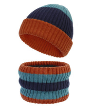 Load image into Gallery viewer, Knitted Hat Children's 2023 Autumn and Winter New Hat Scarf Set Striped Knitted Wool Hat
