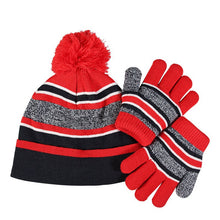 Load image into Gallery viewer, Gloves Two-Piece Set Winter Fleece-Lined Warm Children's Five-Finger Knitted Cold-Proof British Hat
