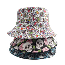 Load image into Gallery viewer, Skull printed bucket hat for outdoor sunshine hunting camping fishing men and women general cap
