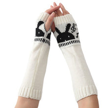 Load image into Gallery viewer, Cross-Border Autumn and Winter New Rabbit Head Open Finger Wool Cycling Warm Gloves Men and Women Knitted Half Finger Arm Sleeve
