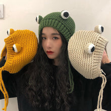 Load image into Gallery viewer, Funny Cartoon Frog Woolen Cap Female Sweet Cute Earmuff Funny Funny Headgear
