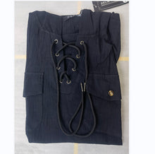 Load image into Gallery viewer, Cotton and Linen Short-Sleeved Shirt Cross-Border Double-Pocket Workwear Hooded Solid Color Shirt for Men

