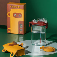 Load image into Gallery viewer, Water Bottle BEDDYBEAR Square Straw Water Bottle Cartoon Leather Case Suction Nozzle Plastic  Children Adult Clear Water Cup
