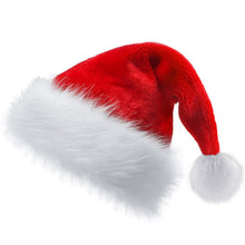 Load image into Gallery viewer, Fleece-Lined Thickened Christmas Hat Adult and Children Christmas Decorations Long Fluff Short Fluff Red and White Plaid Hat
