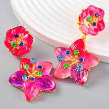 Load image into Gallery viewer, Five-Pointed Star Resin Diamond Flower Earrings Female Bohemian Ethnic Girls Earrings
