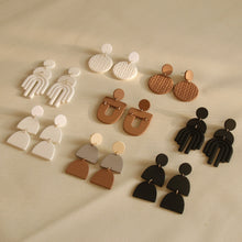 Load image into Gallery viewer, Clay Texture Acrylic Earrings Long Contrast Color Solid Color Combination Earrings
