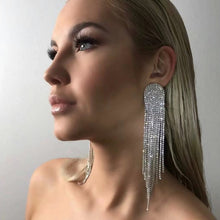 Load image into Gallery viewer, Banquet Earrings Super Flash Claw Chain Series Geometric Alloy Diamond Rhinestone Long Fringe Earrings
