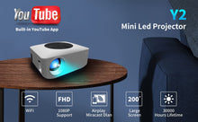 Load image into Gallery viewer, Y2 Android WiFi HD 1080P Projector Portable Mini Home LED Projector
