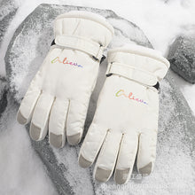 Load image into Gallery viewer, Women's Five-Finger Ski Touch Screen Gloves Fashion English Wind and Skid Fleece Lined Padded Warm Keeping
