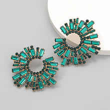 Load image into Gallery viewer, Alloy Diamond Rhinestone SUNFLOWER Earrings Female Super Flash Hipster Dinner Earrings
