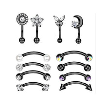Load image into Gallery viewer, Ear Bone Stud Earrings Piercing Jewelry Personality Labret Invisible Eyebrow Ring Black
