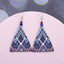 Load image into Gallery viewer, Geometric Pattern Colorblock Women Triangle Acrylic Earrings Vintage Graceful Earrings
