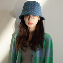 Load image into Gallery viewer, Jean Fisherman Hat Vintage Crumpled Small Plaid Sunshade Bucket Bucket Hat
