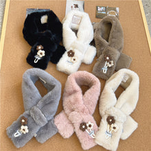 Load image into Gallery viewer, Korean Style Faux Rabbit Fur Scarf Wool Small Flower Autumn and Winter Fur Scarf Female Velvet Scarf Thickened
