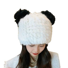 Load image into Gallery viewer, Bear Ears Rabbit Fur Hat Children Winter Woolen Hat Thickened Cold Protection Warm Plush Fur Hat Furry Toque
