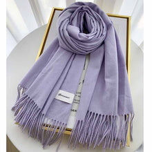 Load image into Gallery viewer, 2023autumn and Winter Cashmere Scarf Texture Solid Color Tassel Warm Long Wrap All-Matching Thickened Couple Scarf
