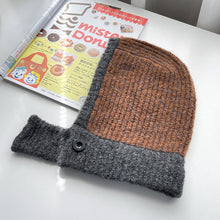Load image into Gallery viewer, Color Matching Hat Female Autumn and Winter Neck Protection Thermal Knitting Woolen Cap Korean Style Riding Windproof Button Sleeve Cap
