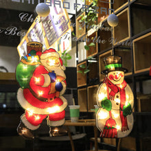 Load image into Gallery viewer, LED Christmas Sucker Lamp Santa Snowman Shape Window Window Stickers Hanging Lamp Holiday Sucker Christmas Decoration Light
