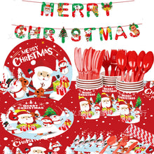 Load image into Gallery viewer, Spot Christmas Decoration Supplies Tableware Paper Pallet Paper Cup Tissue New Year Party Layout Disposable Plastic Tablecloth
