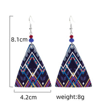 Load image into Gallery viewer, Geometric Pattern Colorblock Women Triangle Acrylic Earrings Vintage Graceful Earrings
