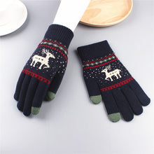 Load image into Gallery viewer, Fleece-Lined Thick Style Deer Gloves Female Winter Knitted Five Finger Touch Screen Wool Cartoon Cute Korean Style
