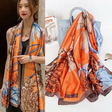Load image into Gallery viewer, Women's Korean-Style Autumn and Winter Printing Silk Mulberry Silk Scarf Warm Shawl Scarf
