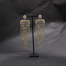 Load image into Gallery viewer, Long Earrings Love Tassel Exaggerated Earrings Zircon Earrings Shiny Elegant Earrings
