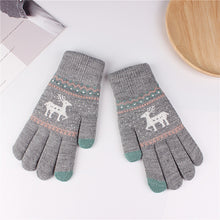 Load image into Gallery viewer, Fleece-Lined Thick Style Deer Gloves Female Winter Knitted Five Finger Touch Screen Wool Cartoon Cute Korean Style
