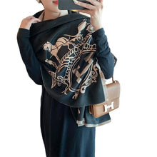 Load image into Gallery viewer, 2023 Autumn and Winter New European and American Famous H Letter Artificial Cashmere Scarf Women's Air-Conditioned Room Outdoor Decoration Long Wrap
