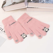 Load image into Gallery viewer, Fleece-Lined Thickened Touch Screen Warm Gloves Knitted Lesser Panda Plush Gloves Female Cute
