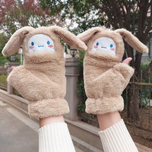 Load image into Gallery viewer, Student Writing Double-Layer Thick Warm Half Open Finger Flip Gloves for Women Autumn and Winter
