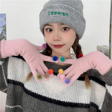 Load image into Gallery viewer, Winter Cute Girl Five Finger Cycling Thickened Warm Can Be Touch Screen Knitted Gloves
