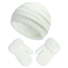 Load image into Gallery viewer, New Children's Hat Gloves Set Boys and Girls Knitted Hat Fleece-Lined Knitting Glove Bag Set 2-Piece Set
